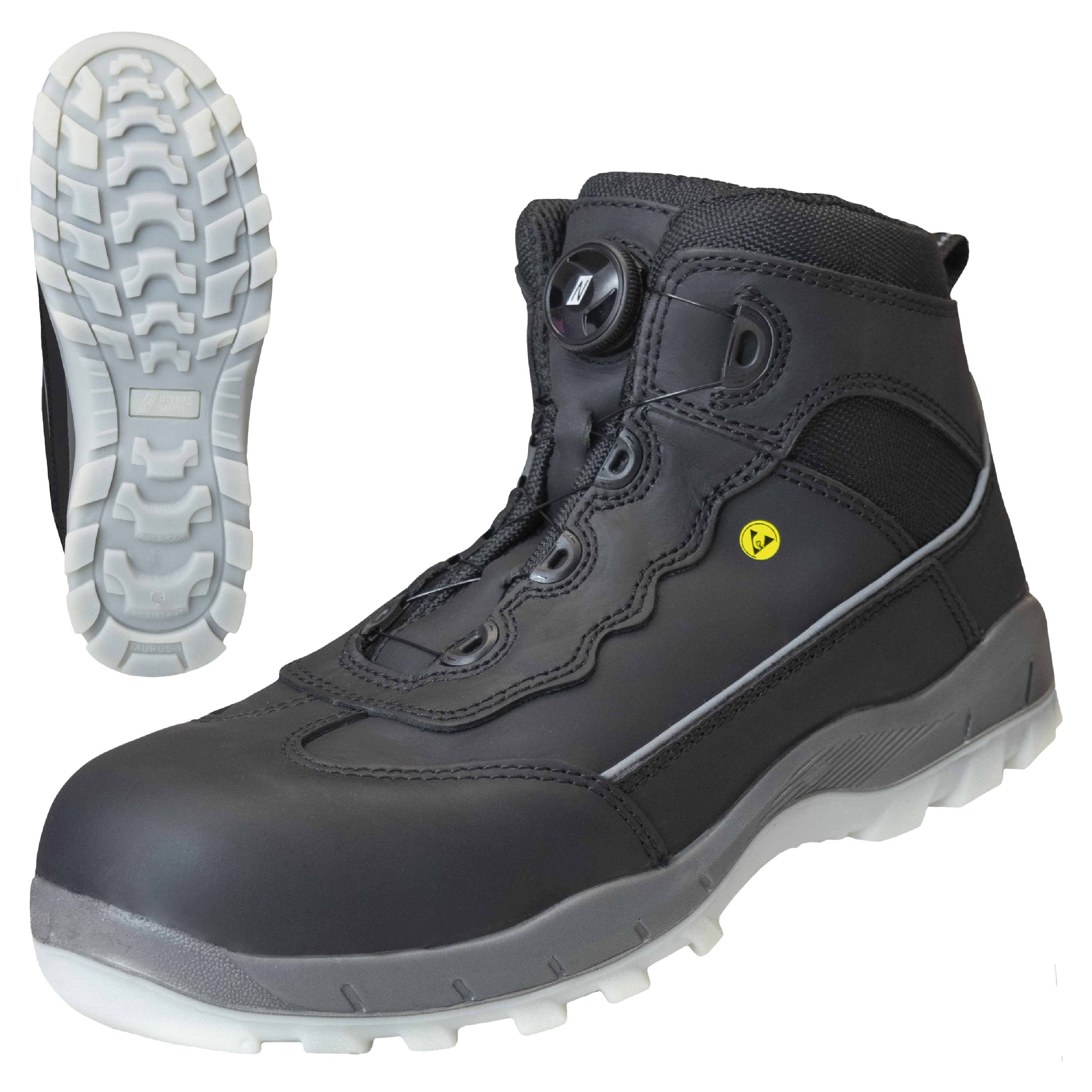 7307 - NITRAS SPORT STEP MID FIT, Sicherheitsstiefel, halbhoch, schwarz, EN ISO 20345, EN IEC 61340-4-3, DGUV Regel 112-191