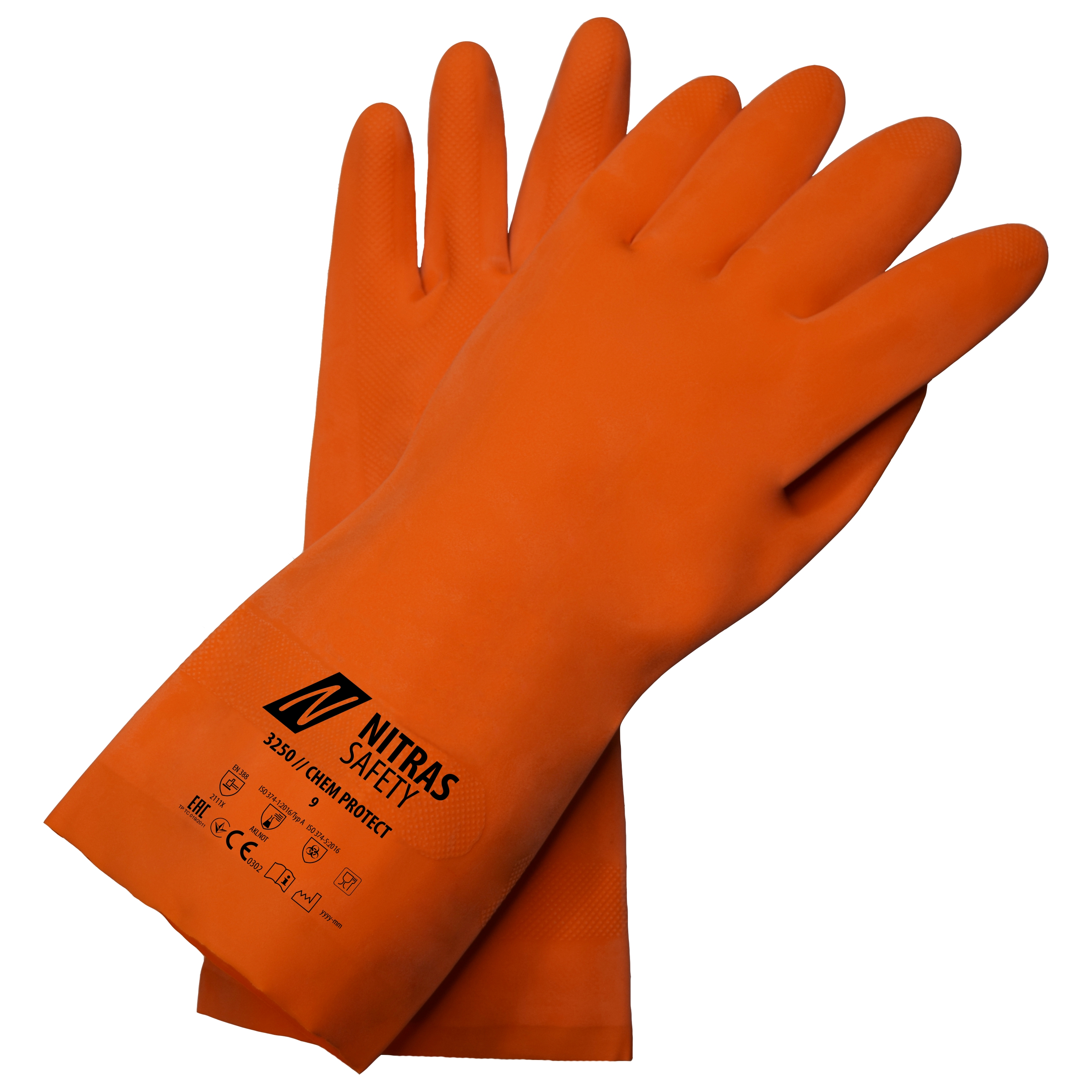 3250 - NITRAS CHEM PROTECT, Chemikalienschutzhandschuhe, orange, EN 388, EN ISO 374
