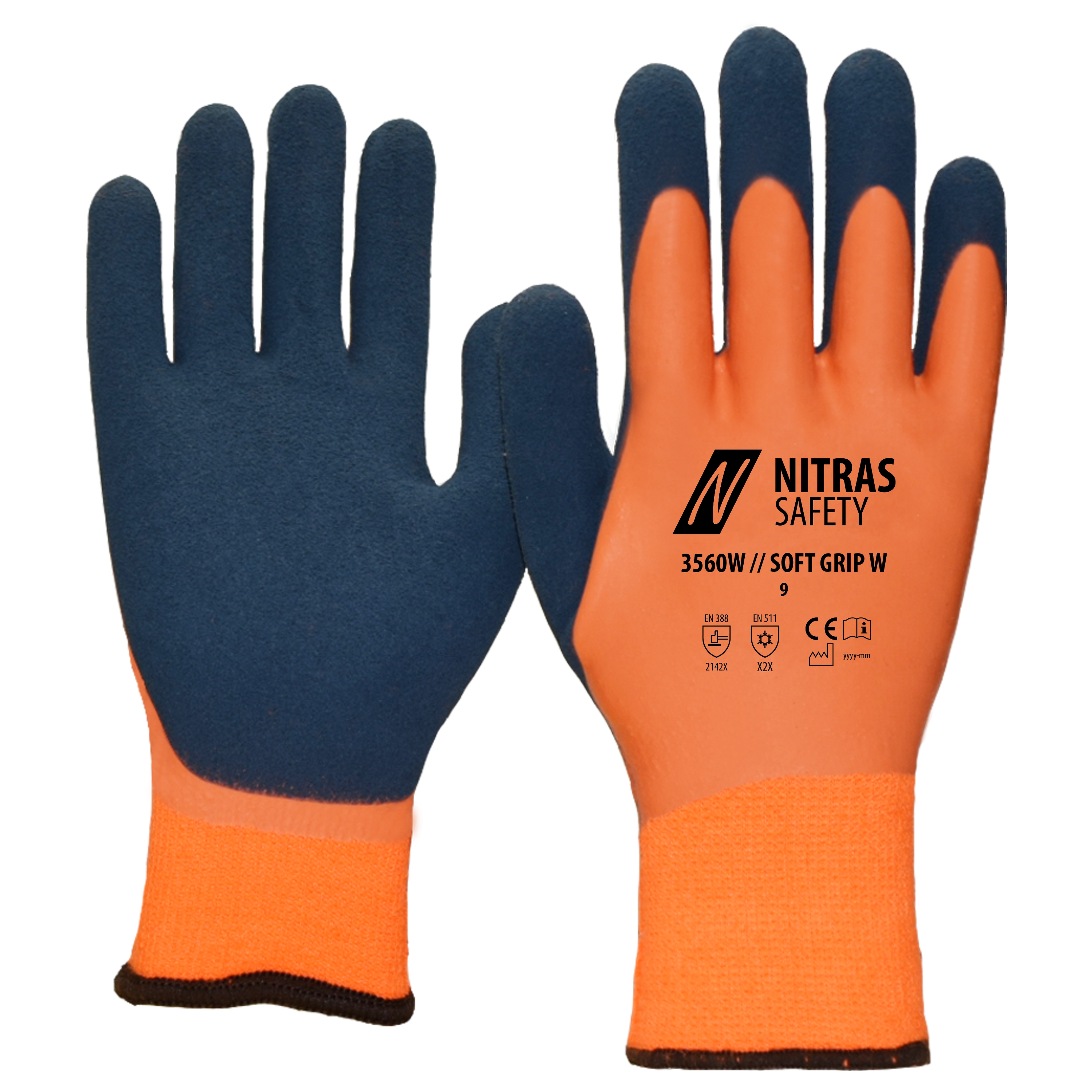 3560W - NITRAS SOFT GRIP W, Winterhandschuhe, orange / dunkelblau, EN 388, EN 511