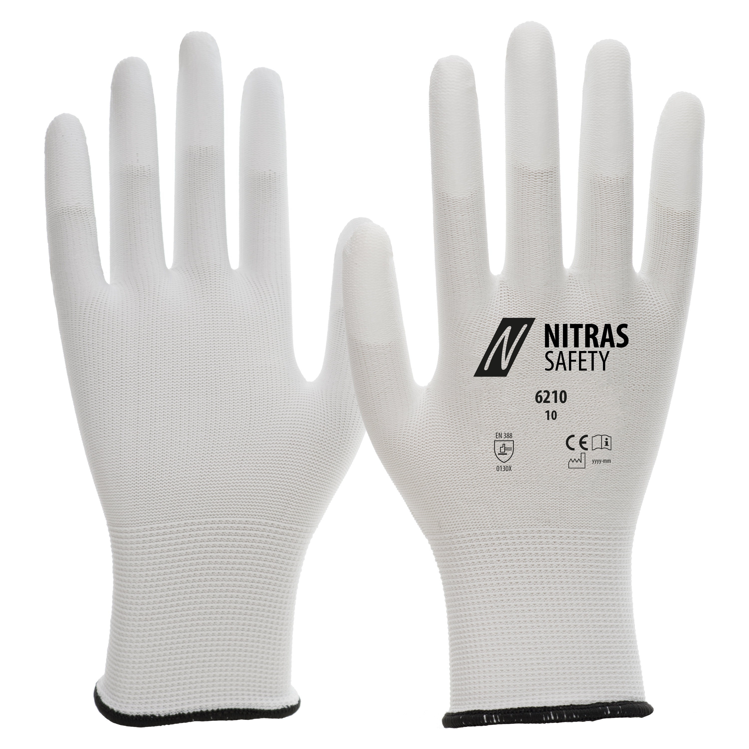 6210 - NITRAS Nylonhandschuhe, weiß, EN 388