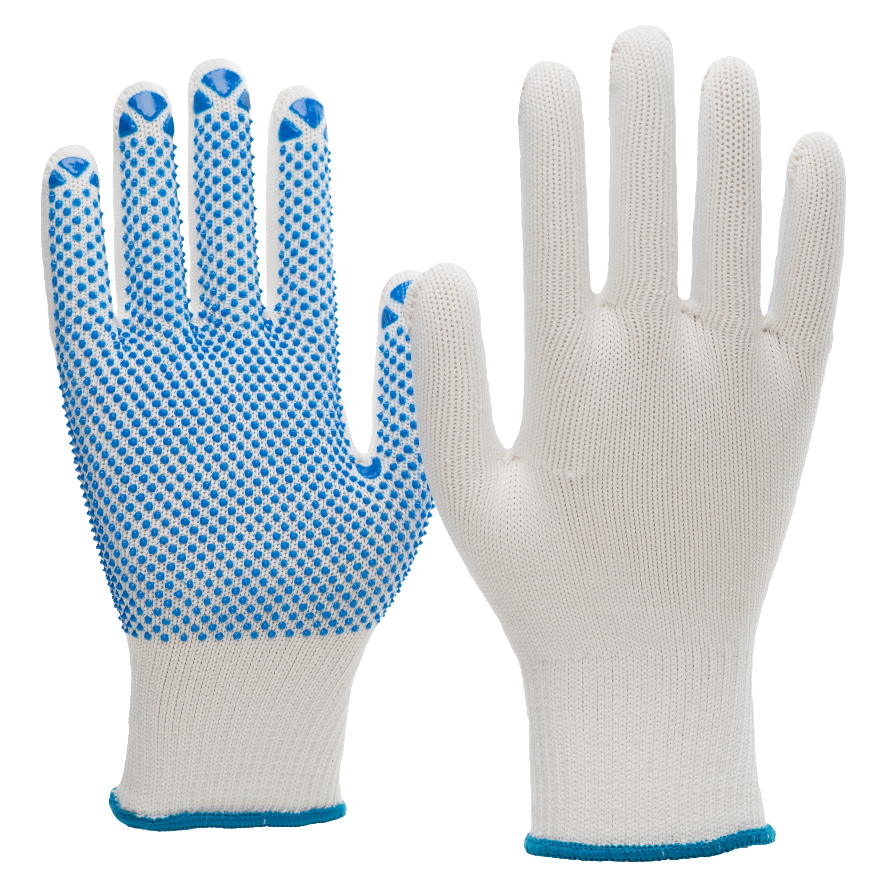 6100 - NITRAS Strickhandschuhe, Nylon / Baumwolle, weiß / blau, EN 388