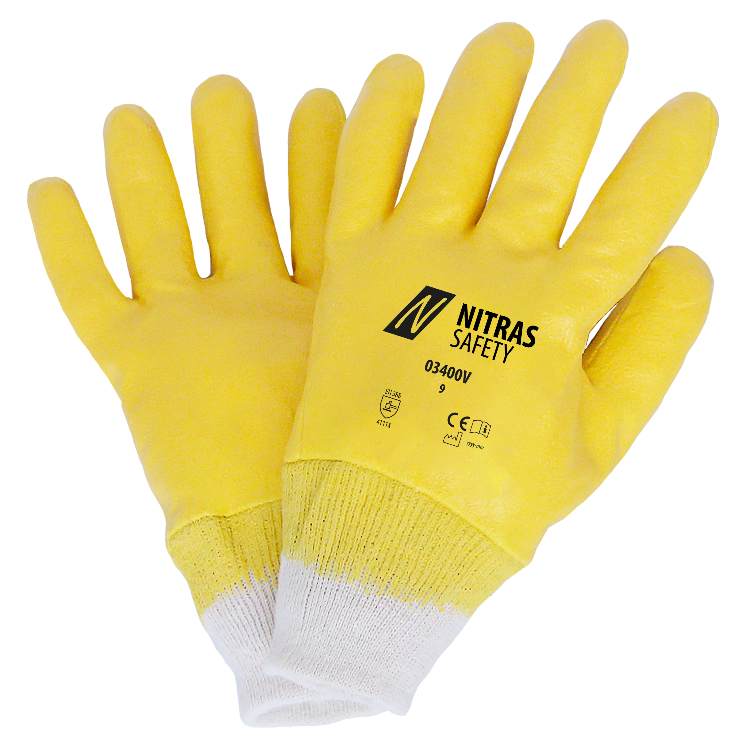 03400V - NITRAS Nitrilhandschuhe, naturfarben / gelb, EN 388