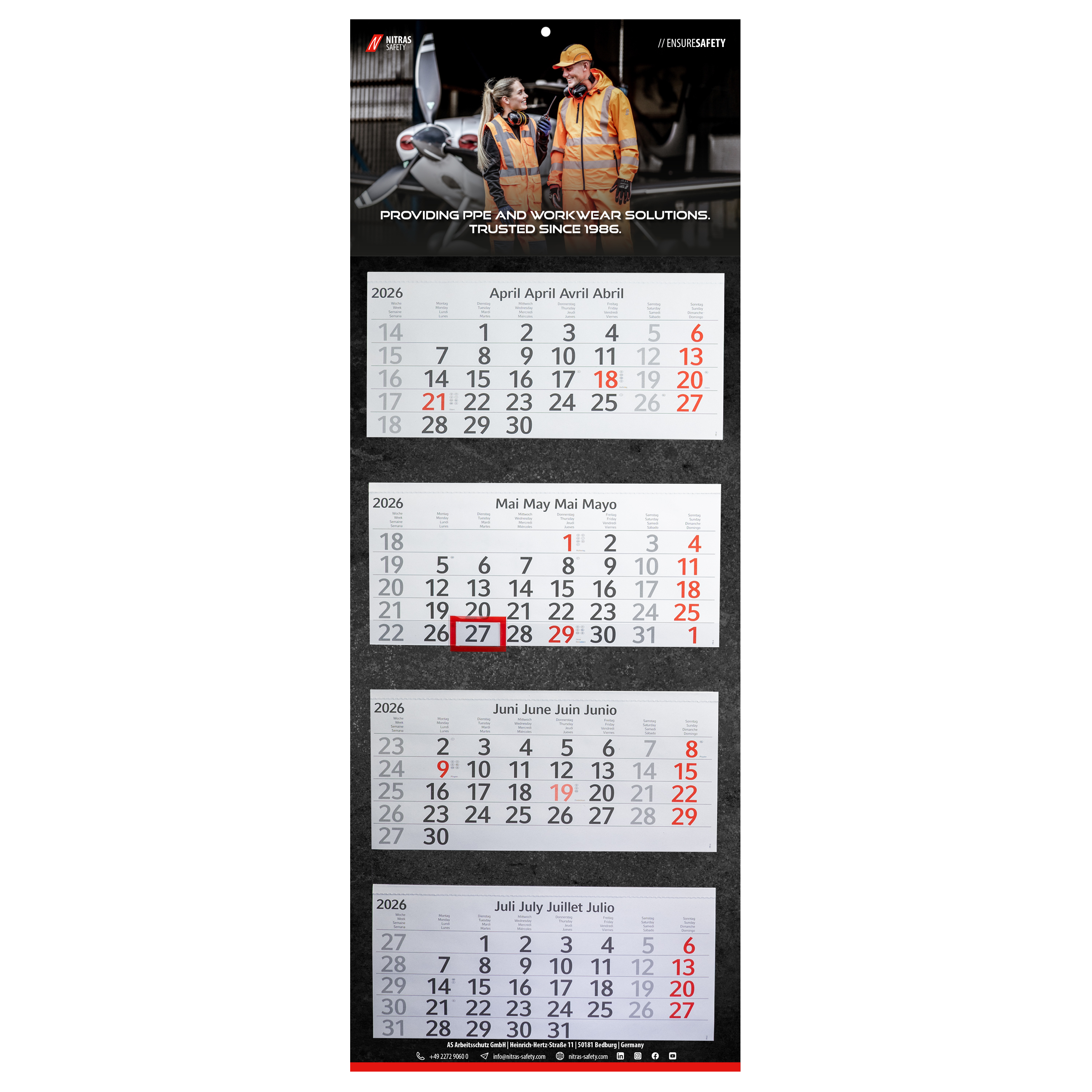 113 - NITRAS 4-Monatskalender, anthrazit